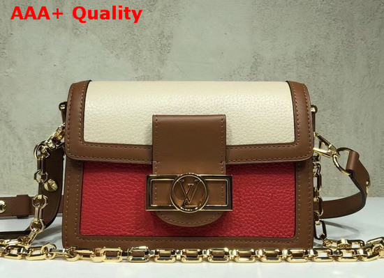 Louis Vuitton Mini Dauphine in Beige and Red Taurillon Leather Replica