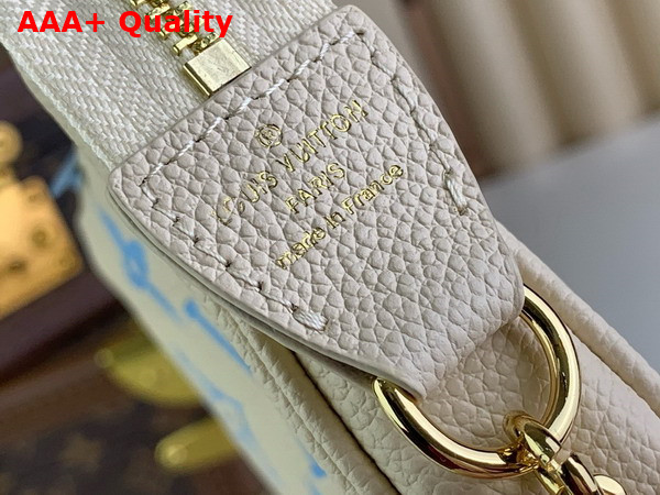 Louis Vuitton Mini Pochette Accessoires Beige and Blue Monogram Empreinte Leather Replica