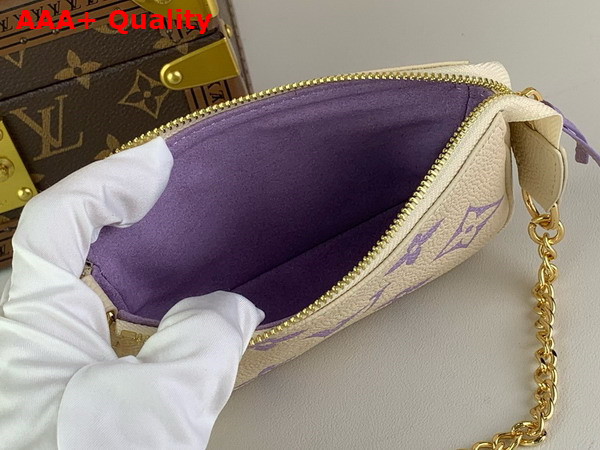 Louis Vuitton Mini Pochette Accessoires Beige and Lilac Monogram Empreinte Leather Replica