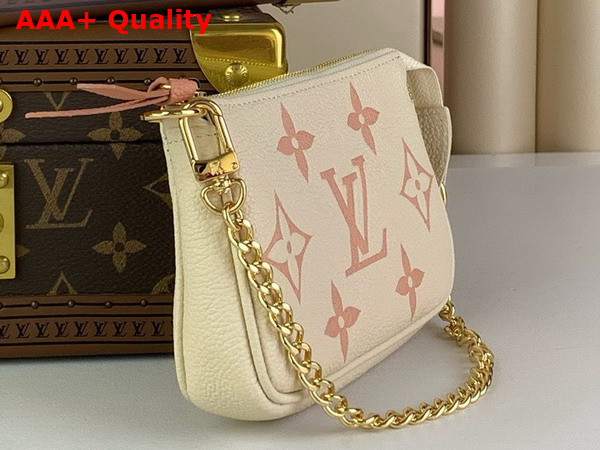 Louis Vuitton Mini Pochette Accessoires Beige and Pink Monogram Empreinte Leather Replica