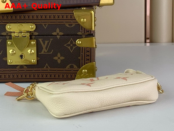 Louis Vuitton Mini Pochette Accessoires Beige and Pink Monogram Empreinte Leather Replica