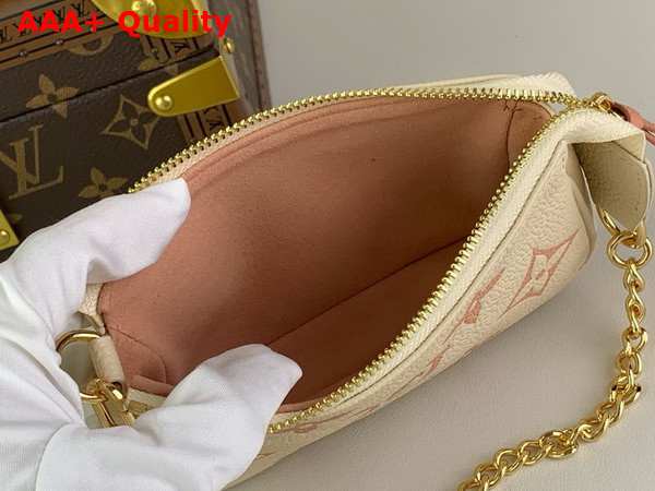 Louis Vuitton Mini Pochette Accessoires Beige and Pink Monogram Empreinte Leather Replica