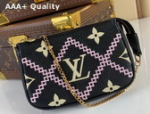 Louis Vuitton Mini Pochette Accessoires Black Monogram Empreinte Embroidered Replica