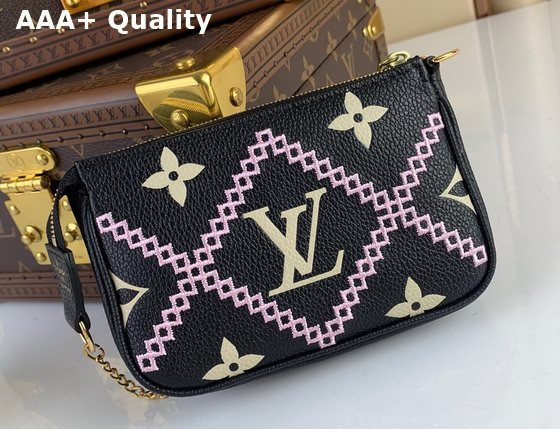 Louis Vuitton Mini Pochette Accessoires Black Monogram Empreinte Embroidered Replica