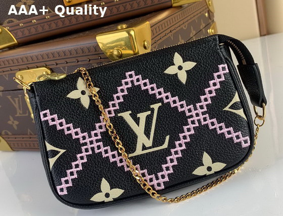 Louis Vuitton Mini Pochette Accessoires Black Monogram Empreinte Embroidered Replica