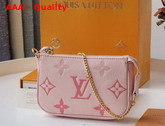 Louis Vuitton Mini Pochette Accessoires Bouton de Rose Pink Monogram Empreinte Leather Gradation on the Embossed Monogram Pattern M80501 Replica