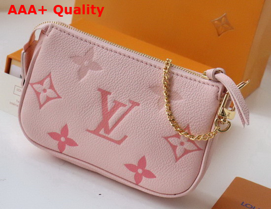 Louis Vuitton Mini Pochette Accessoires Bouton de Rose Pink Monogram Empreinte Leather Gradation on the Embossed Monogram Pattern M80501 Replica