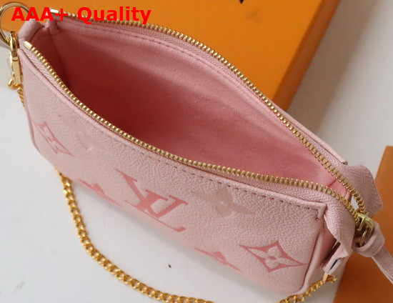 Louis Vuitton Mini Pochette Accessoires Bouton de Rose Pink Monogram Empreinte Leather Gradation on the Embossed Monogram Pattern M80501 Replica