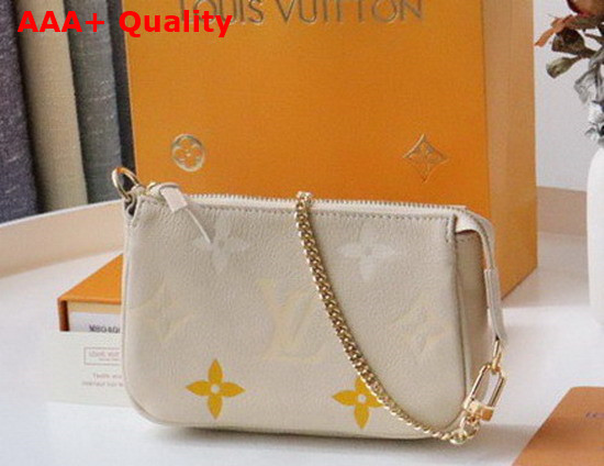 Louis Vuitton Mini Pochette Accessoires Cream Saffron Monogram Empreinte Leather Gradation on the Embossed Monogram Pattern M80501 Replica