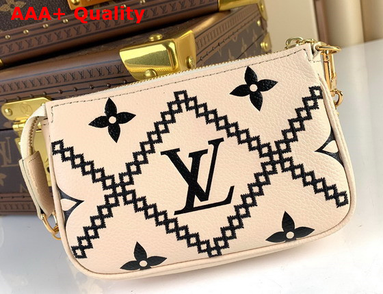 Louis Vuitton Mini Pochette Accessoires Creme Monogram Empreinte Embroidered Replica