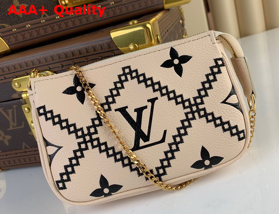 Louis Vuitton Mini Pochette Accessoires Creme Monogram Empreinte Embroidered Replica