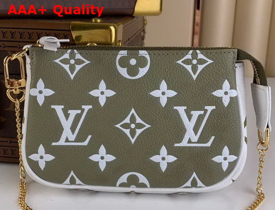 Louis Vuitton Mini Pochette Accessoires Khaki Beige Cream Monogram Empreinte Embossed Supple Grained Cowhide Leather M81284 Replica