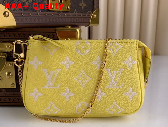 Louis Vuitton Mini Pochette Accessoires Lemon Curd Yellow Monogram Empreinte Embossed Supple Grained Cowhide Leather M46129 Replica