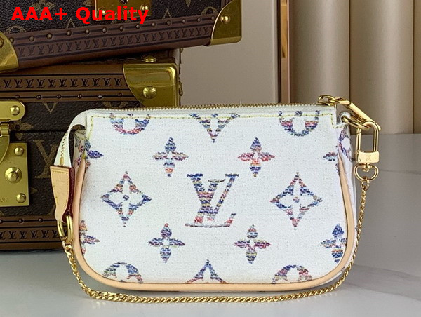 Louis Vuitton Mini Pochette Accessoires Multicolor White Monogram Jacquard Fabric Replica