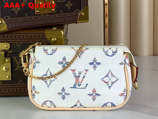 Louis Vuitton Mini Pochette Accessoires Multicolor White Monogram Jacquard Fabric Replica