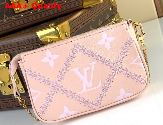 Louis Vuitton Mini Pochette Accessoires Pink Monogram Empreinte Embroidered M81140 Replica