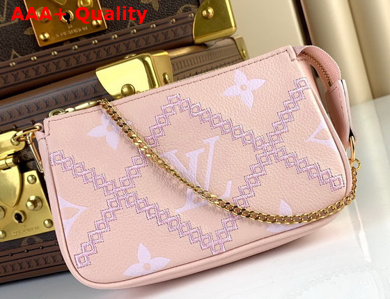 Louis Vuitton Mini Pochette Accessoires Pink Monogram Empreinte Embroidered M81140 Replica