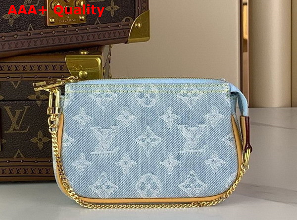 Louis Vuitton Mini Pochette Accessoires Sky Blue Monogram Denim Replica