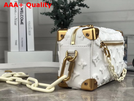 Louis Vuitton Mini Soft Trunk in Beige Monogram Embroidered Denim Replica