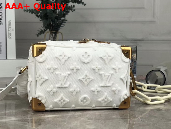 Louis Vuitton Mini Soft Trunk in Beige Monogram Embroidered Denim Replica