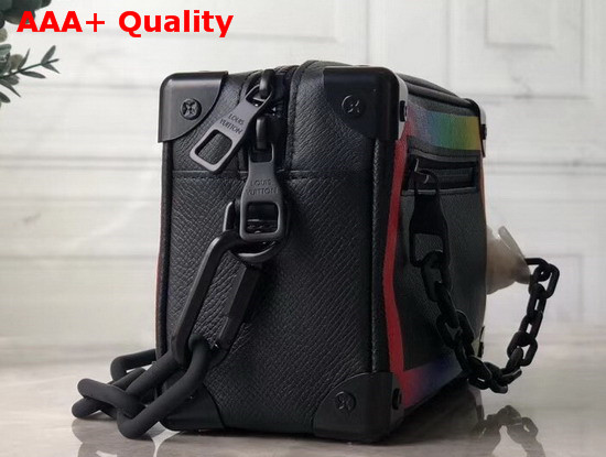 Louis Vuitton Mini Soft Trunk in Black Taiga Leather with a Rainbow Colored Details M30351 Replica