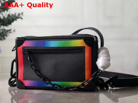 Louis Vuitton Mini Soft Trunk in Black Taiga Leather with a Rainbow Colored Details M30351 Replica