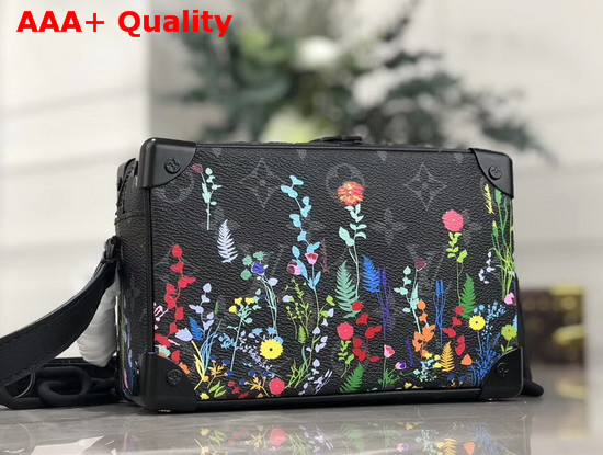 Louis Vuitton Mini Soft Trunk in Monogram Eclipse Canvas with Blooms Print Replica