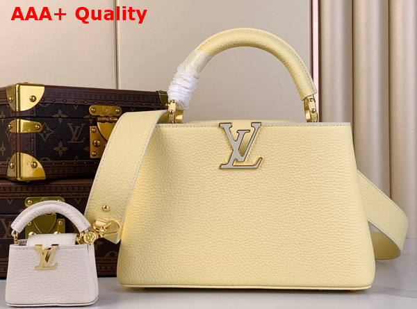 Louis Vuitton MiniMe Edition of the Capucines BB Handbag in Banana Yellow Taurillon Leather Replica