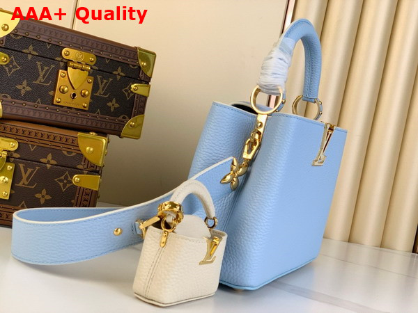 Louis Vuitton MiniMe Edition of the Capucines BB Handbag in Candy Blue Taurillon Leather M24575 Replica