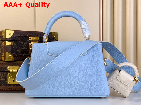 Louis Vuitton MiniMe Edition of the Capucines BB Handbag in Candy Blue Taurillon Leather M24575 Replica