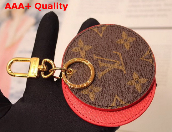 Louis Vuitton Mirror Bag Charm and Key Holder Monogram Canvas and Red Leather Replica