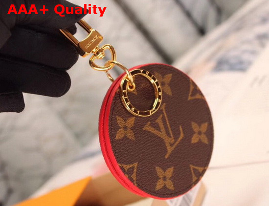 Louis Vuitton Mirror Bag Charm and Key Holder Monogram Canvas and Red Leather Replica