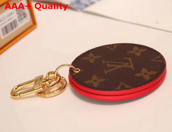 Louis Vuitton Mirror Bag Charm and Key Holder Monogram Canvas and Red Leather Replica