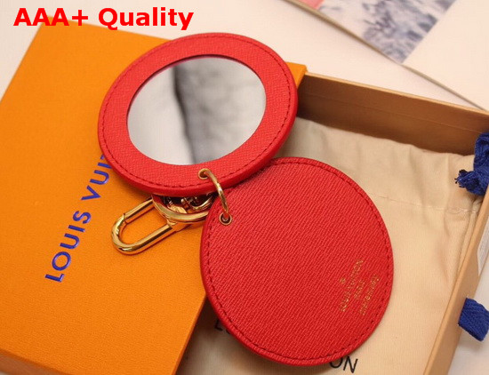 Louis Vuitton Mirror Bag Charm and Key Holder Monogram Canvas and Red Leather Replica