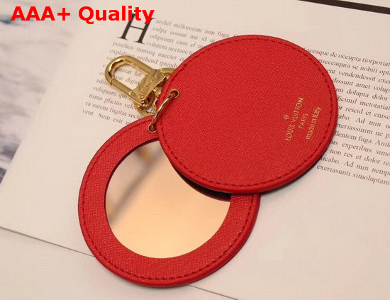 Louis Vuitton Mirror Bag Charm and Key Holder Monogram Canvas and Red Leather Replica