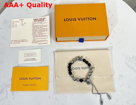 Louis Vuitton Monogram Beads Bracelet Black and Silver Colour Beads M00512 Replica