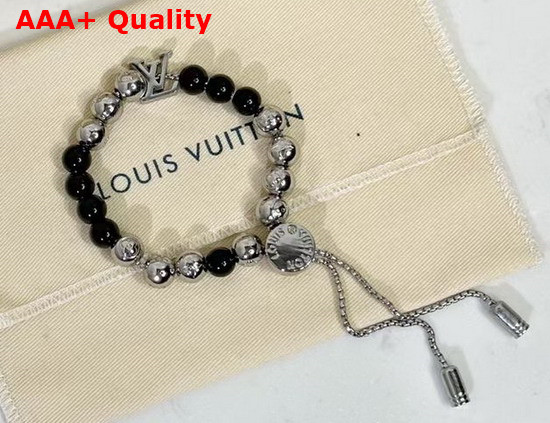 Louis Vuitton Monogram Beads Bracelet Black and Silver Colour Beads M00512 Replica