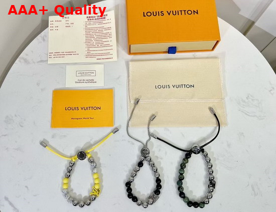 Louis Vuitton Monogram Beads Bracelet Green and Silver Colour Beads M00511 Replica