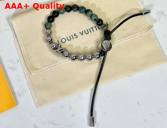 Louis Vuitton Monogram Beads Bracelet Green and Silver Colour Beads M00511 Replica