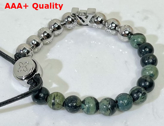 Louis Vuitton Monogram Beads Bracelet Green and Silver Colour Beads M00511 Replica