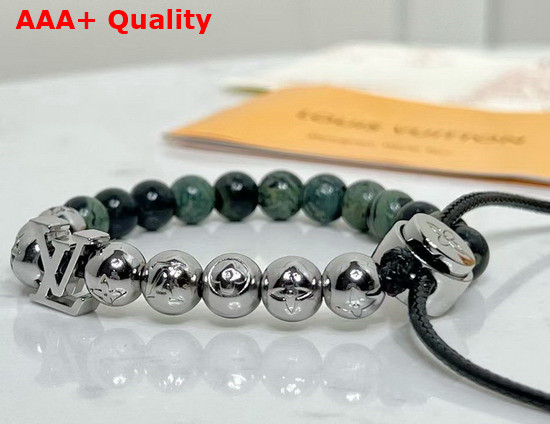 Louis Vuitton Monogram Beads Bracelet Green and Silver Colour Beads M00511 Replica