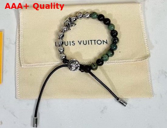 Louis Vuitton Monogram Beads Bracelet Green and Silver Colour Beads M00511 Replica