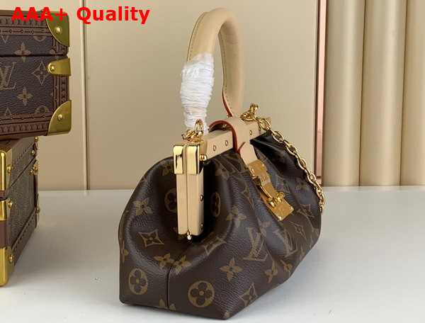 Louis Vuitton Monogram Clutch Monogram Canvas with Natural Calfskin Trim and Gold Color Hardware M46544 Replica