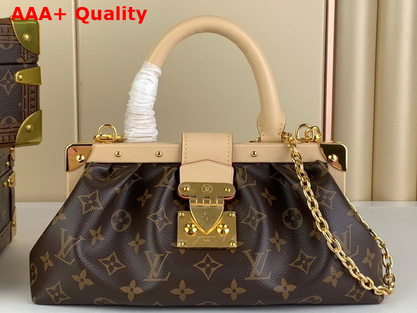 Louis Vuitton Monogram Clutch Monogram Canvas with Natural Calfskin Trim and Gold Color Hardware M46544 Replica