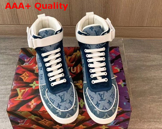 Louis Vuitton Monogram Denim Sneaker Boot in Blue Replica