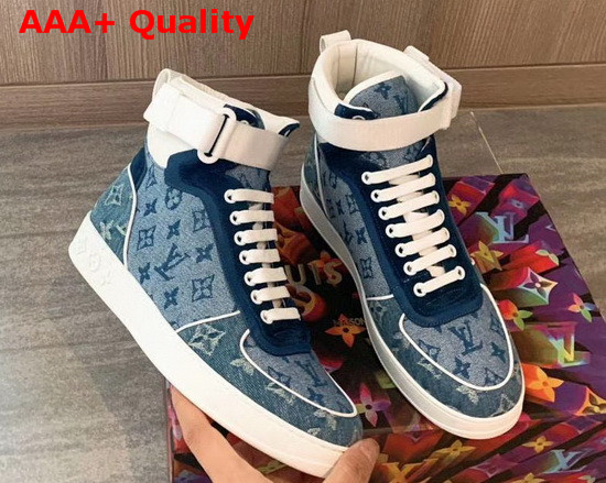 Louis Vuitton Monogram Denim Sneaker Boot in Blue Replica