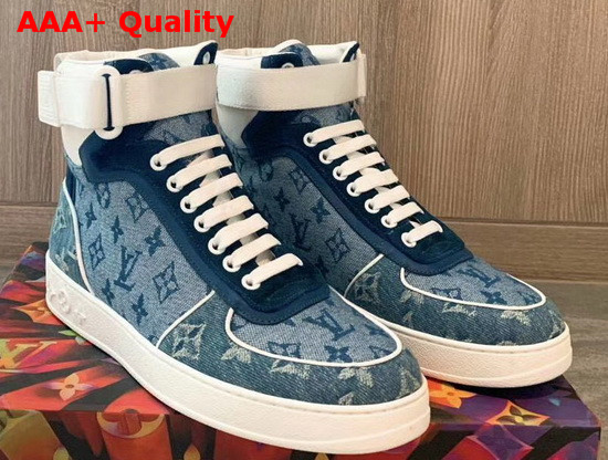 Louis Vuitton Monogram Denim Sneaker Boot in Blue Replica