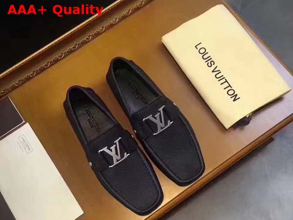 Louis Vuitton Monte Carlo Car Shoes in Black Grained Calf Leather 812650 Replica