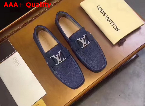 Louis Vuitton Monte Carlo Car Shoes in Navy Blue Grained Calf Leather 812650 Replica