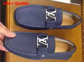 Louis Vuitton Monte Carlo Car Shoes in Navy Blue Grained Calf Leather 812650 Replica